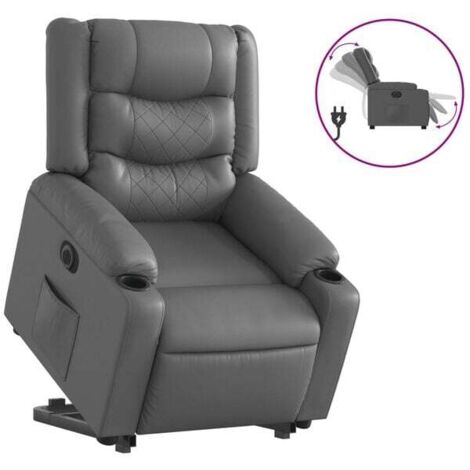 Fauteuil inclinable électrique en similicuir gris