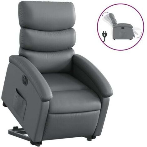 Fauteuil inclinable électrique en similicuir gris