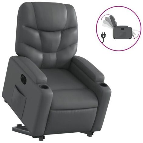 Fauteuil inclinable électrique en similicuir gris