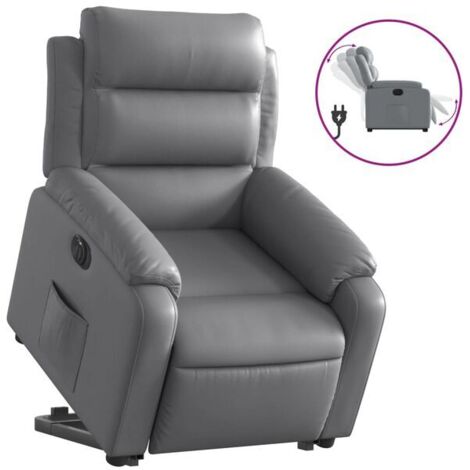 Fauteuil inclinable électrique en similicuir gris