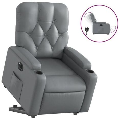 Fauteuil inclinable électrique en similicuir gris