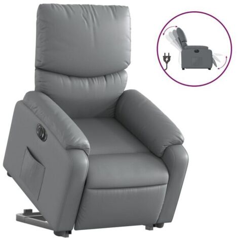 Fauteuil inclinable électrique en similicuir gris