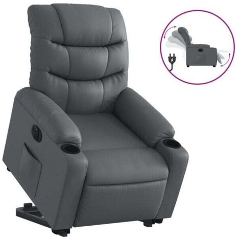 Fauteuil inclinable électrique en similicuir gris