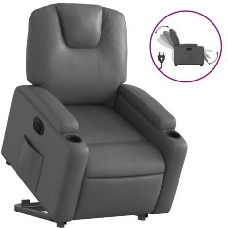 Fauteuil inclinable électrique en similicuir gris
