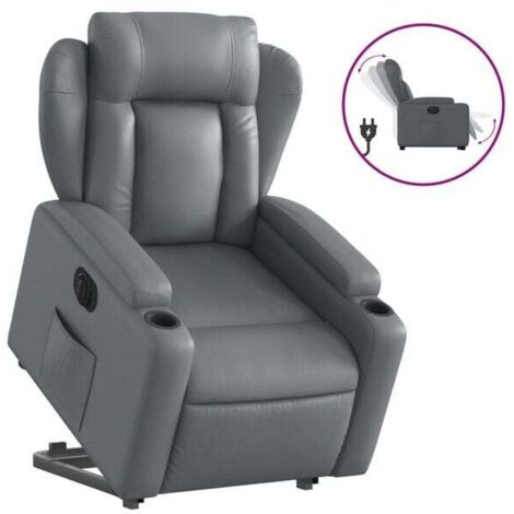 Fauteuil inclinable électrique en similicuir gris