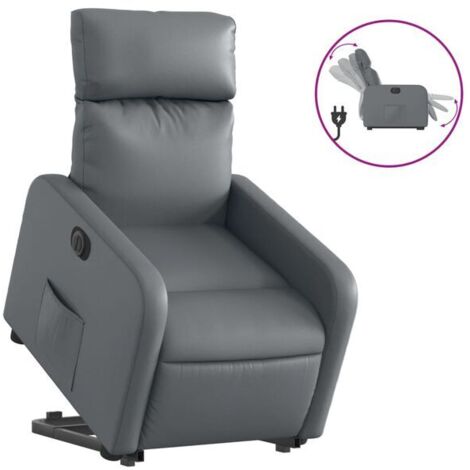 Fauteuil inclinable électrique en similicuir gris