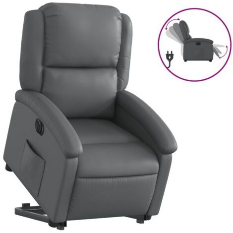 Fauteuil inclinable électrique en similicuir gris