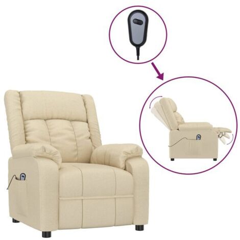 Fauteuil inclinable électrique en tissu beige
