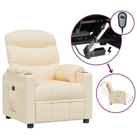 Fauteuil inclinable électrique en tissu beige