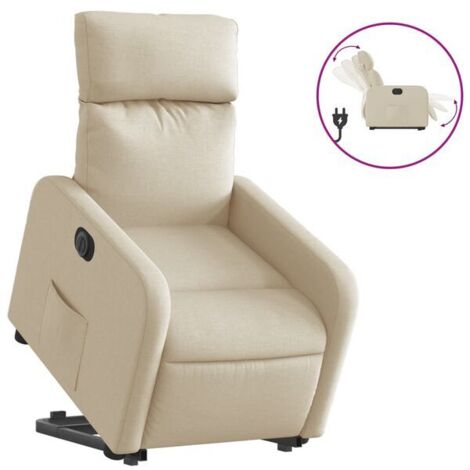 Fauteuil inclinable électrique en tissu beige