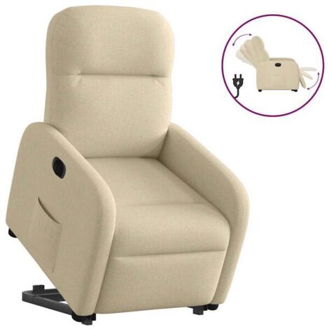 Fauteuil inclinable électrique en tissu beige