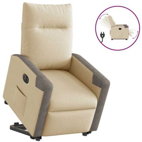 Fauteuil inclinable électrique en tissu beige