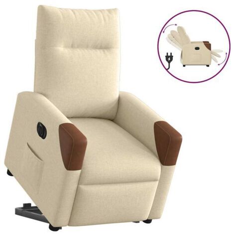 Fauteuil inclinable électrique en tissu beige