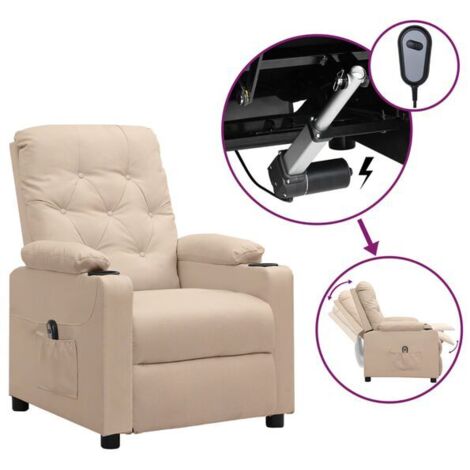 Fauteuil inclinable électrique en tissu beige