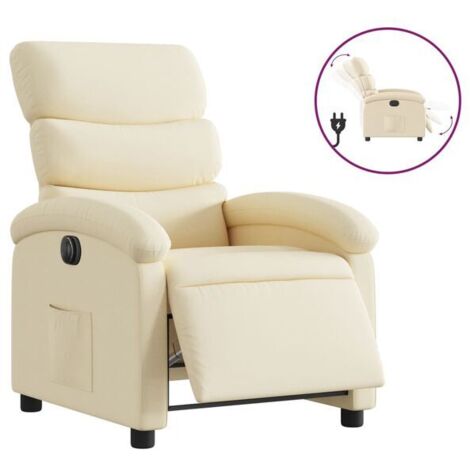 Fauteuil inclinable électrique en tissu beige