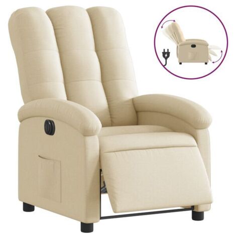Fauteuil inclinable électrique en tissu beige