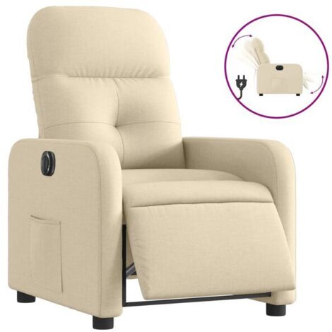 Fauteuil inclinable électrique en tissu beige