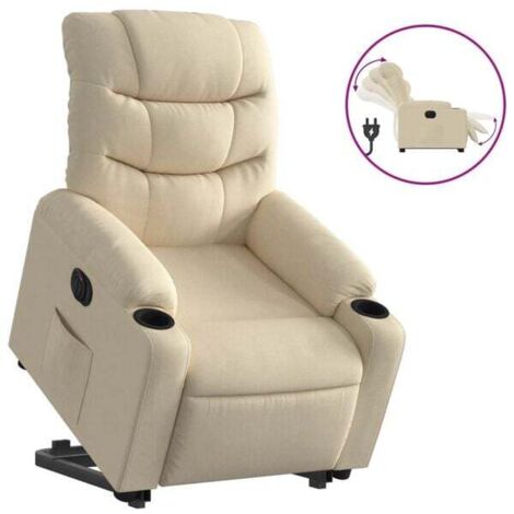 Fauteuil inclinable électrique en tissu beige