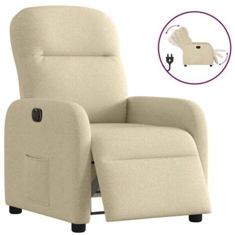 Fauteuil inclinable électrique en tissu beige