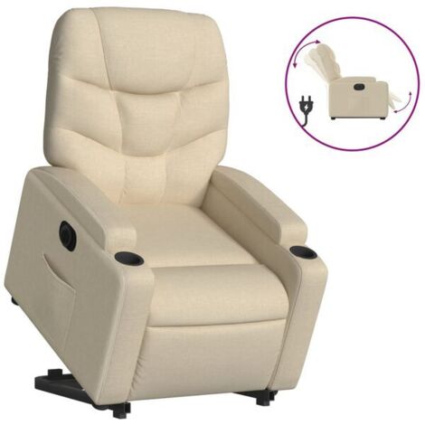 Fauteuil inclinable électrique en tissu beige