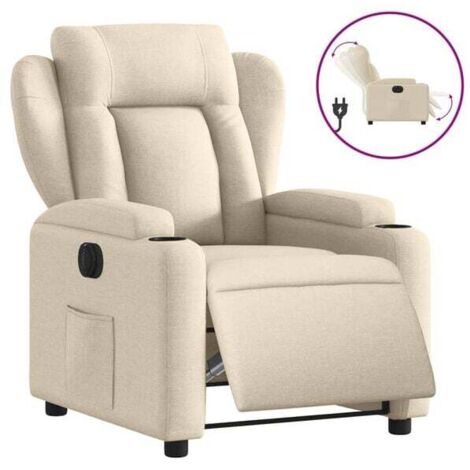 Fauteuil inclinable électrique en tissu beige