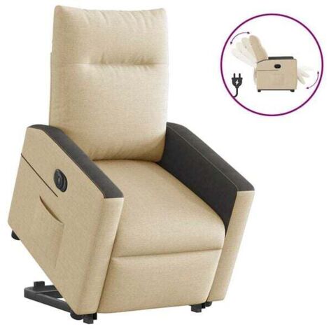 Fauteuil inclinable électrique en tissu beige