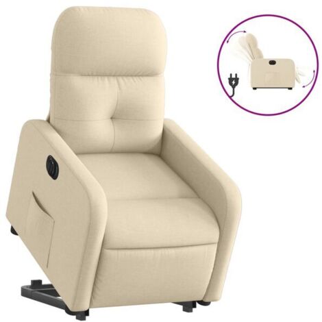 Fauteuil inclinable électrique en tissu beige