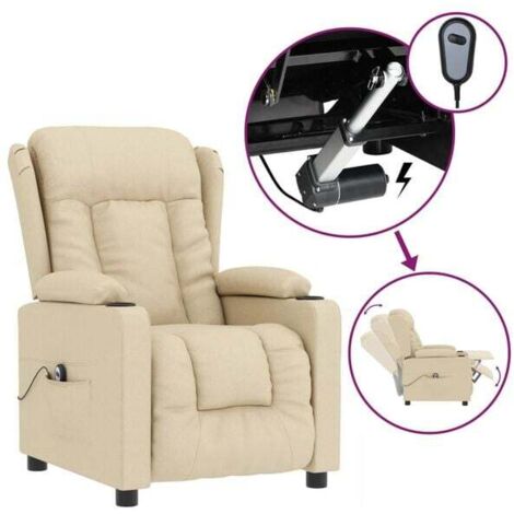 Fauteuil inclinable électrique en tissu beige