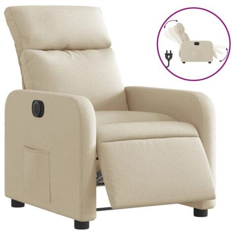 Fauteuil inclinable électrique en tissu beige