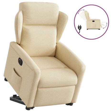 Fauteuil inclinable électrique en tissu beige