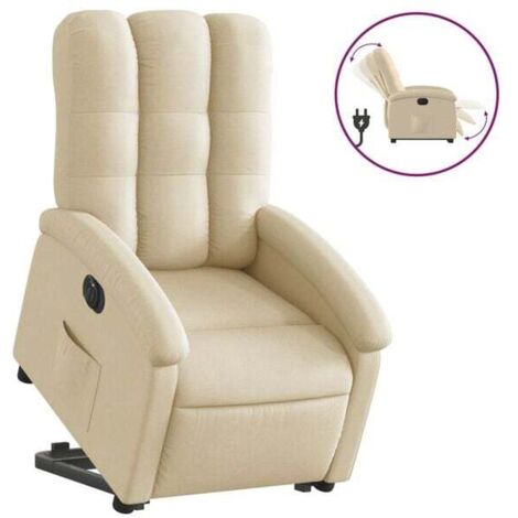 Fauteuil inclinable électrique en tissu beige