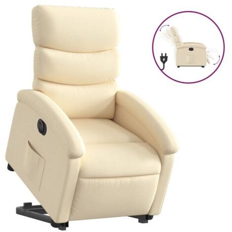 Fauteuil inclinable électrique en tissu beige