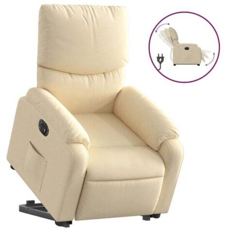 Fauteuil inclinable électrique en tissu beige