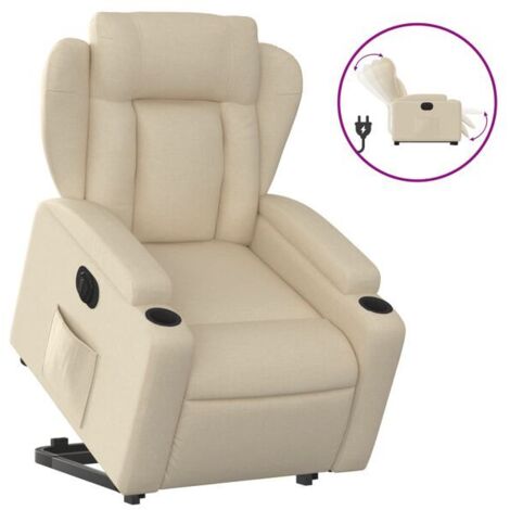 Fauteuil inclinable électrique en tissu beige