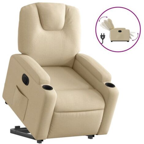 Fauteuil inclinable électrique en tissu beige