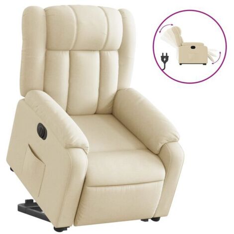 Fauteuil inclinable électrique en tissu beige