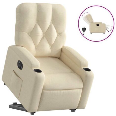 Fauteuil inclinable électrique en tissu beige