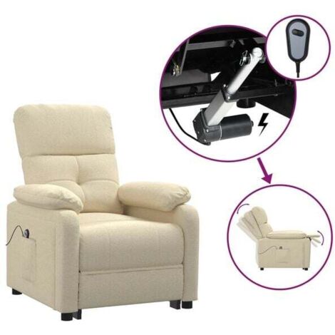 Fauteuil inclinable électrique en tissu beige