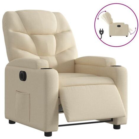 Fauteuil inclinable électrique en tissu beige