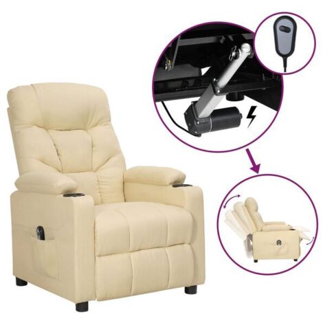 Fauteuil inclinable électrique en tissu beige