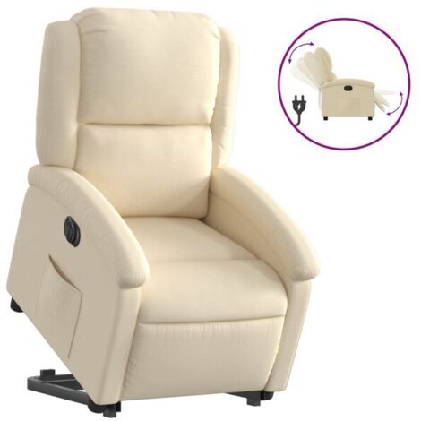 Fauteuil inclinable électrique en tissu beige – Réglage de l’inclinaison sans effort, dossier et repose-pieds synchronisés, confort maximal pour salon ou bureau
