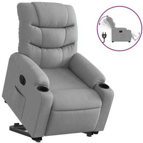 Fauteuil inclinable électrique en tissu gris clair