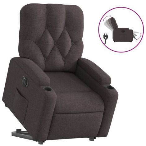 Fauteuil inclinable électrique en tissu marron foncé