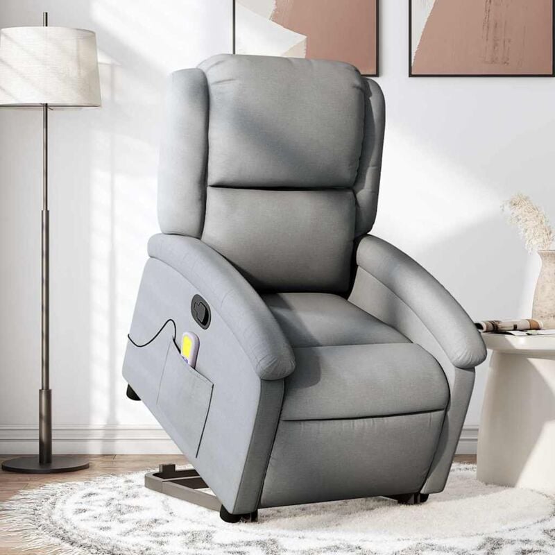 Vidaxl - Fauteuil de massage inclinable Gris clair Tissu
