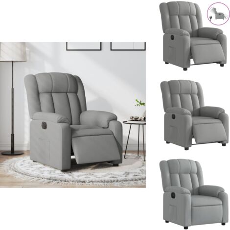Fauteuil inclinable électrique Gris clair Tissu - Fauteuil Inclinable Électrique - Chaise Relaxante - Fauteuil Ergonomique - Fauteuil Confortable - Fauteuil Design