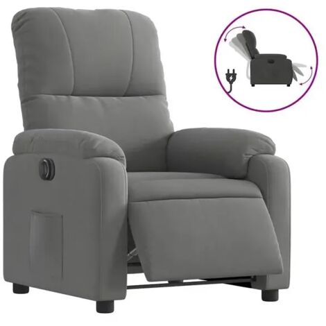 Fauteuil inclinable électrique gris foncé, en tissu microfibre.