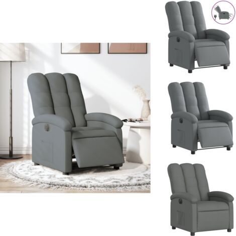 Fauteuil inclinable électrique Gris foncé Tissu - Fauteuil Inclinable Électrique - Chaise Relaxante - Fauteuil Ergonomique - Fauteuil Confort - Fauteuil Design