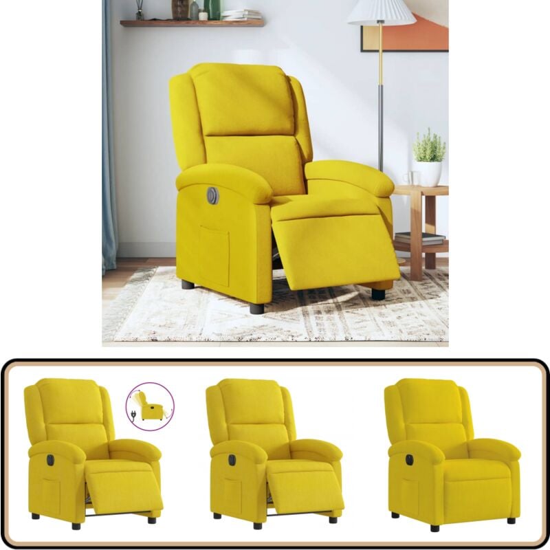 Vidaxl - Fauteuil inclinable électrique jaune velours - Fauteuil Inclinable Électrique - Fauteuil Relax - Chaise Inclinable - Fauteuil Ergonomique