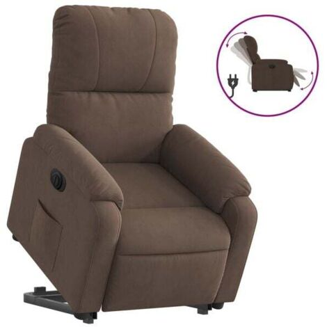 Fauteuil inclinable électrique marron, en tissu microfibre