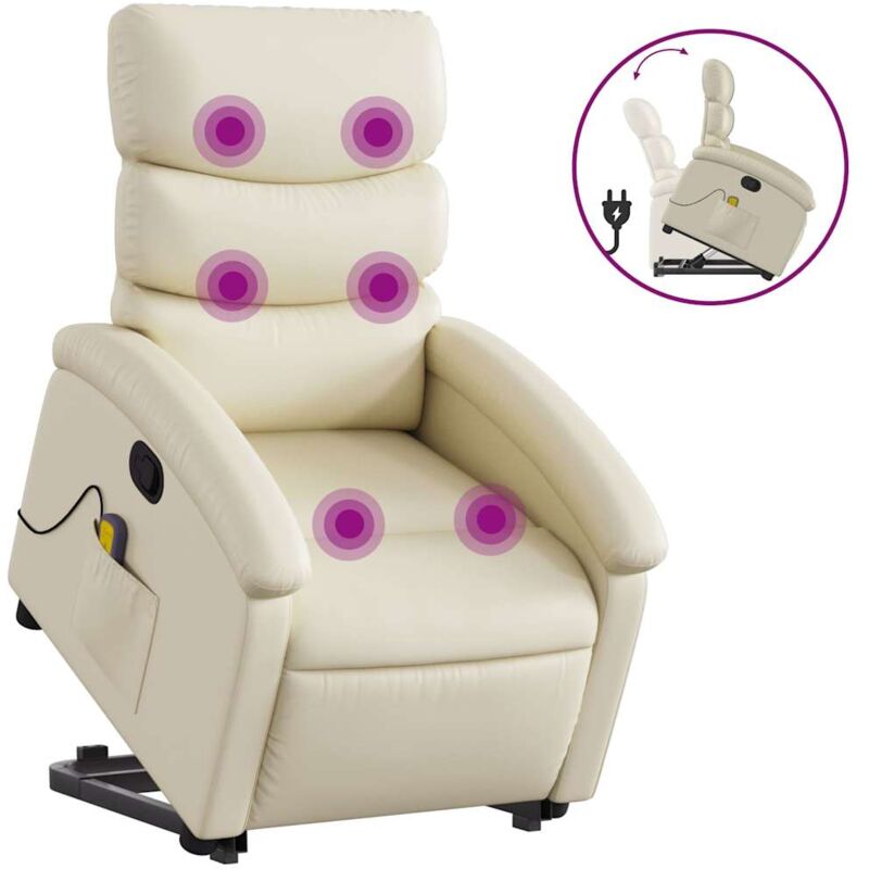 Vidaxl - Fauteuil inclinable de massage Crème Similicuir